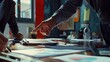 © Iona - close-up of a business meeting in progress, with hands pointing to documents spread on a table, symbolizing decision-making, teamwork, and strategy