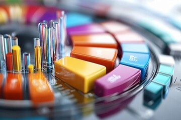 Poster - A vibrant composition of colorful buttons and tubes, showcasing modern design elements and a dynamic aesthetic.