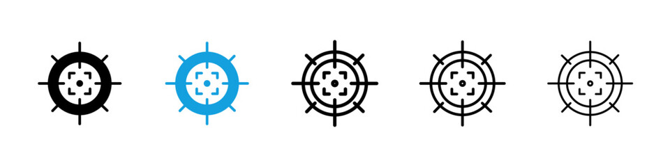 Gun target icon in black and blue colors