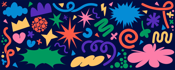 Poster - organic doodle shapes. abstract vector graphic stickers. fun modern design elements. cute clouds sta
