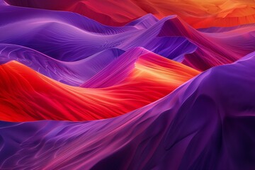 Wall Mural - A surreal desert landscape with sand dunes in shades of purple, red, and orange.