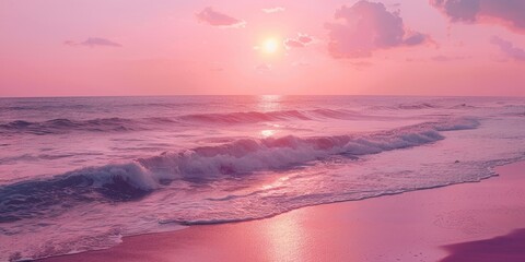 Canvas Print - Pink sunset over the Indian Ocean beach