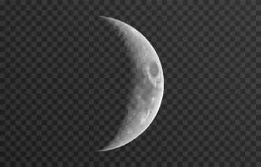 Wall Mural - realistic vector moon on an isolated transparent background. moon vector png. dark night with vector