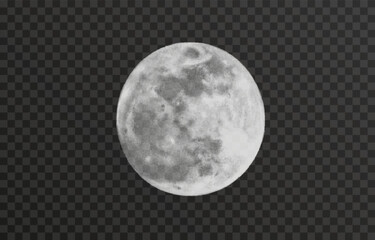Wall Mural - realistic vector moon on an isolated transparent background. moon vector png. dark night with vector
