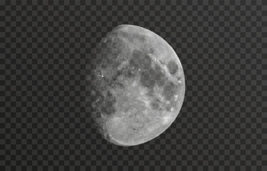 Wall Mural - Realistic vector moon on an isolated transparent background. Moon vector png. Dark night with vector real moon.