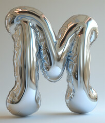 Wall Mural - a close up of a silver letter m with a white background