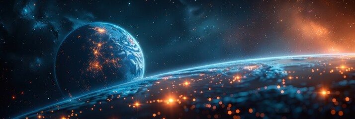 Wall Mural - Earth from Space with City Lights