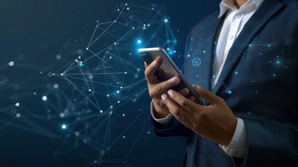 Poster - Businessman Using Smartphone, Modern Technology and Connectivity