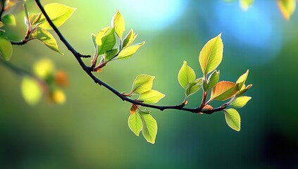 Wall Mural - New Life in Spring: A Branch of New Leaves