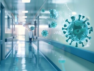 Canvas Print - Coronavirus in hospital hallway.