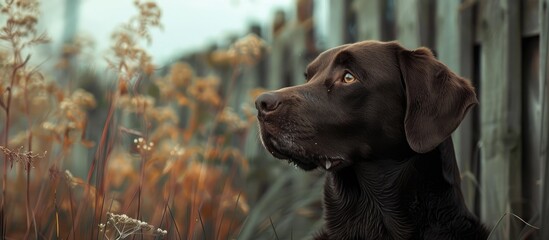 Poster - A stunning dog guards near its home providing a sense of security with a background ideal for text insertion a copy space image