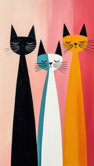 Poster - Three Cats in a Row.