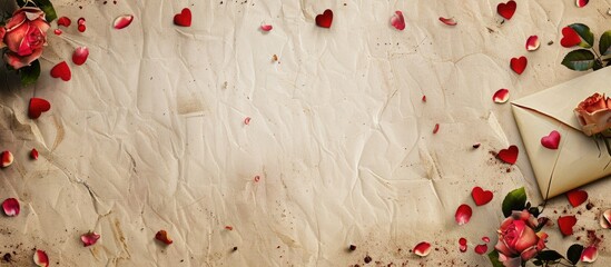 Leinwandbilder - Valentine s Day concept with a letter background and note design ideal for romantic messages and love notes featuring copy space image