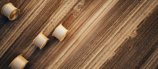 Aufkleber - Overhead perspective of hay bales on a clear harvested field with copy space image