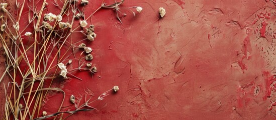 Poster - Red sepia brown textured recycled craft paper background with copy space image