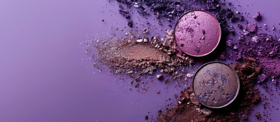 Canvas Print - Three eye shadows on a purple backdrop with a free copy space image