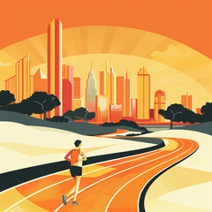 Wall Mural - there is a man running on a road in the city