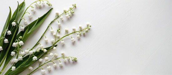 Poster - Lilies of the valley on a white background with space for text or other elements in the image. Creative banner. Copyspace image