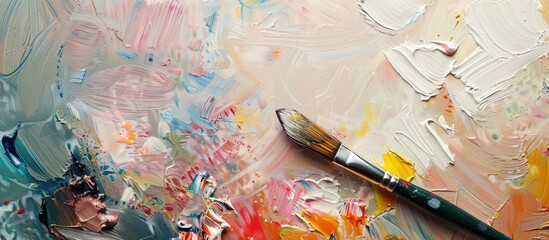 Poster - A paper featuring an art brush various colors and room for a copy space image