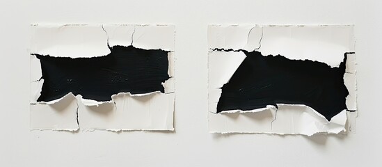 Aufkleber - Two torn paper pieces featuring copy space images