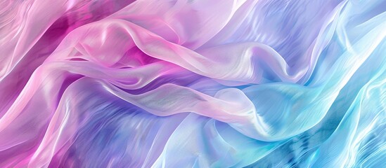 Leinwandbilder - A modern and glamorous fabric design in shades of pink blue and purple with a delicate texture split into two elegant sections Perfect for a copy space image
