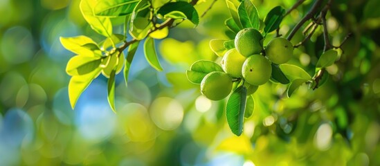 Aufkleber - Tree with lime green fruits and copy space image
