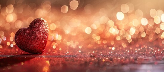 Leinwandbilder - Selective focus on a shiny background featuring a Valentine heart perfect for love themes with copy space image available