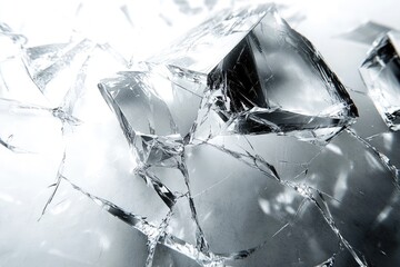 Shattered Ice Crystal with Sharp Edges and Reflections