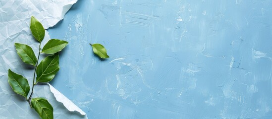 Aufkleber - A torn paper with a healthy diet message against a blue background forming a symbolic representation of a healthy diet with empty space for additional content