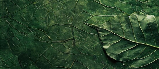 Fototapete - Background with copy space featuring the textured surface of a green leaf ideal for design and presentation purposes