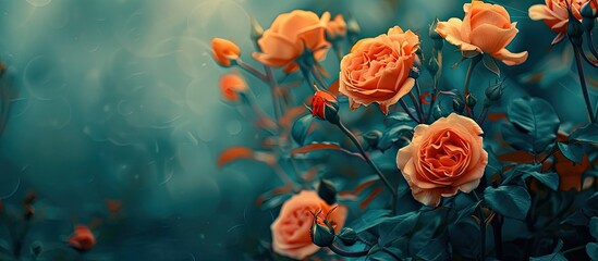 Sticker - An image featuring vibrant orange roses with a blank area for additional content