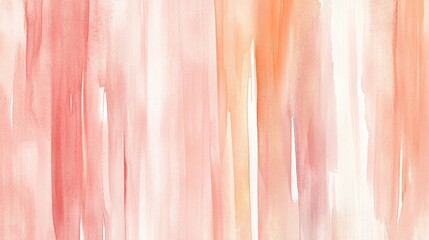 Wall Mural - Abstract watercolor background showing vertical brushstrokes in pastel orange and pink