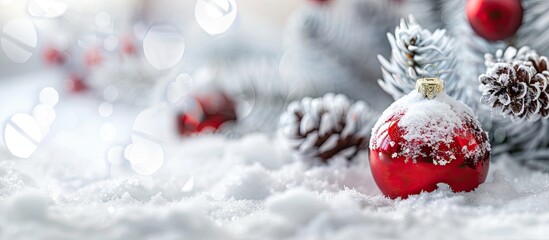 Leinwandbilder - Festive Christmas card featuring a white and red design with copy space image