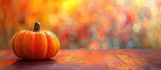 Poster - Pumpkin on a blurry background with room for text or image. Creative banner. Copyspace image