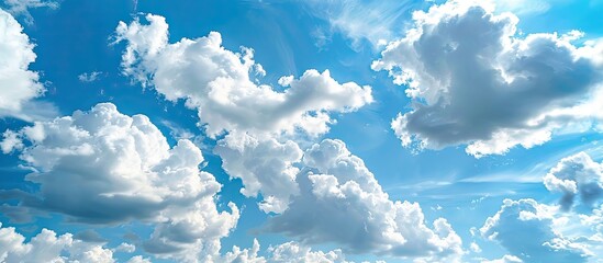 Aufkleber - A serene view of the expansive blue sky with fluffy clouds ideal as a backdrop for a copy space image
