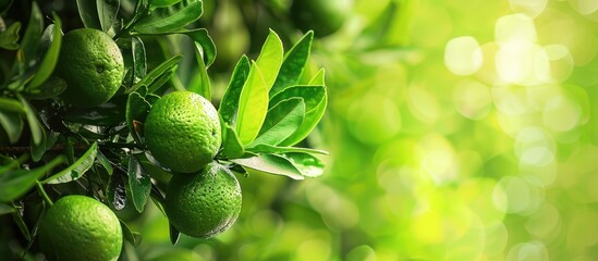 Aufkleber - Tree with lime green fruits and copy space image