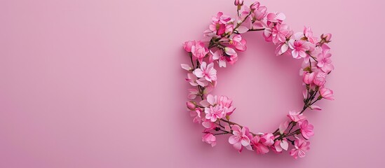 Poster - Halloween accessories featuring a floral wreath in pink ideal for themed events with copy space image