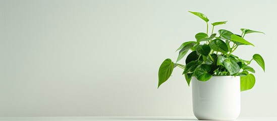 Fototapete - Money plant displayed in a pot against a white background highlighting its beauty and leaving the possibility of using it as a copy space image