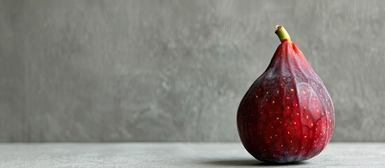 Poster - A vibrant red fig set against a clear background with space for copy on the image