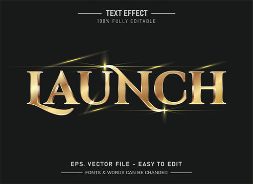 Launch golden editable text effect