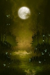 Wall Mural - moon over the river