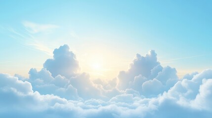 Wall Mural - The sky is blue with a few clouds and the sun is shining through them