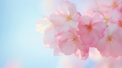Wall Mural - A close up of a pink flower with a blue background