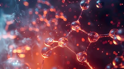 Wall Mural - Abstract Molecular Structure with Glowing Particles.