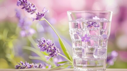 Sticker - A glass of sparkling water with ice cubes