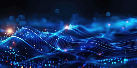 Wall Mural - blue gradient background, data visualization of financial, with light lines and blue as the main col