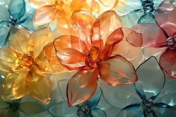 Canvas Print - A Close-Up of Glass Flowers in Various Hues