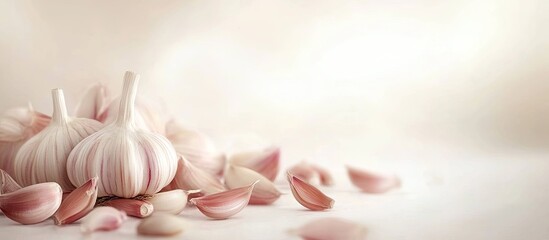 Aufkleber - Fresh garlic Raw garlic on a white background. with copy space image. Place for adding text or design
