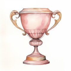 Sticker - there is a watercolor painting of a pink trophy cup