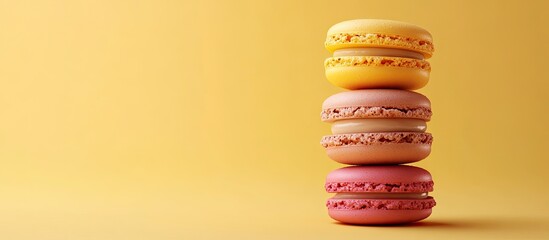 Aufkleber - Colorful macaroons Sweet macarons set against a retro background with copyspace